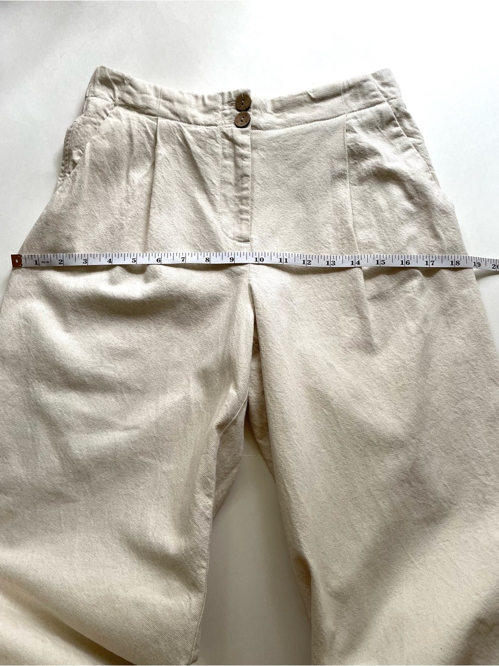 ZARA Cotton Linen High Rise Wide Leg Pant Beige (Altered) - Picture 8 of 11